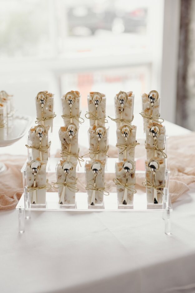 Mini Banana pudding for wedding sweets table